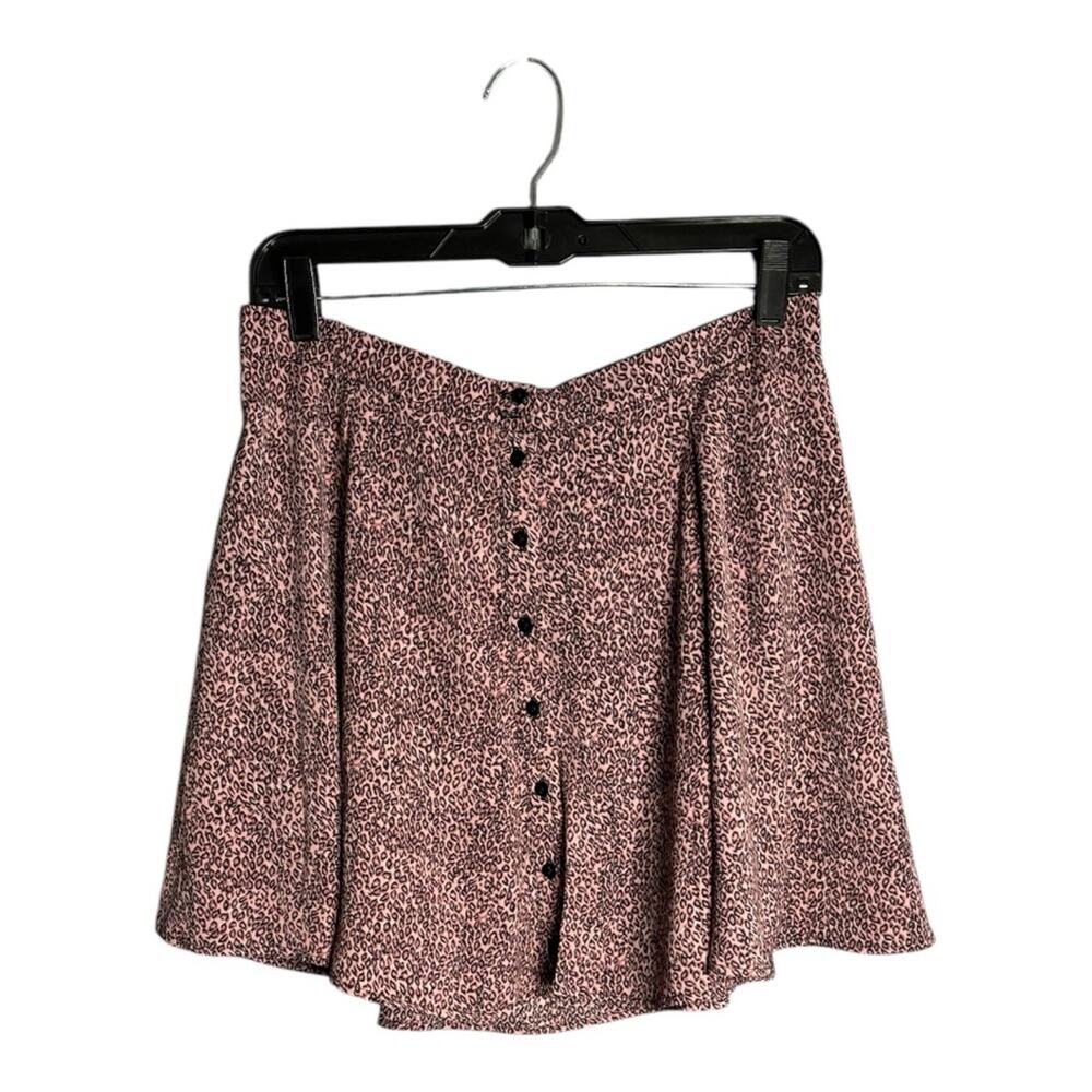 Urban Outfitters Pink Animal Print Button Front Swing Skirt Large